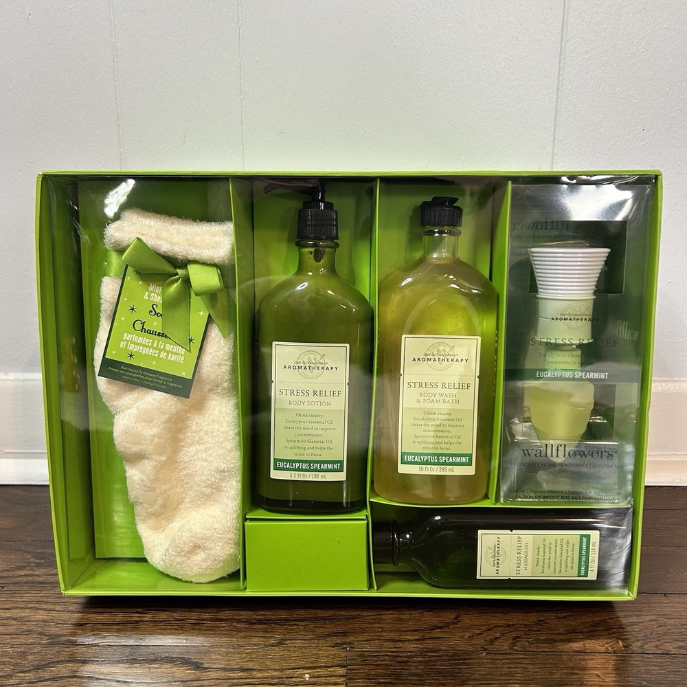 Bath & Body Works Aromatherapy Stress Relief Eucalyptus Spearmint 6 Pc Gift Set